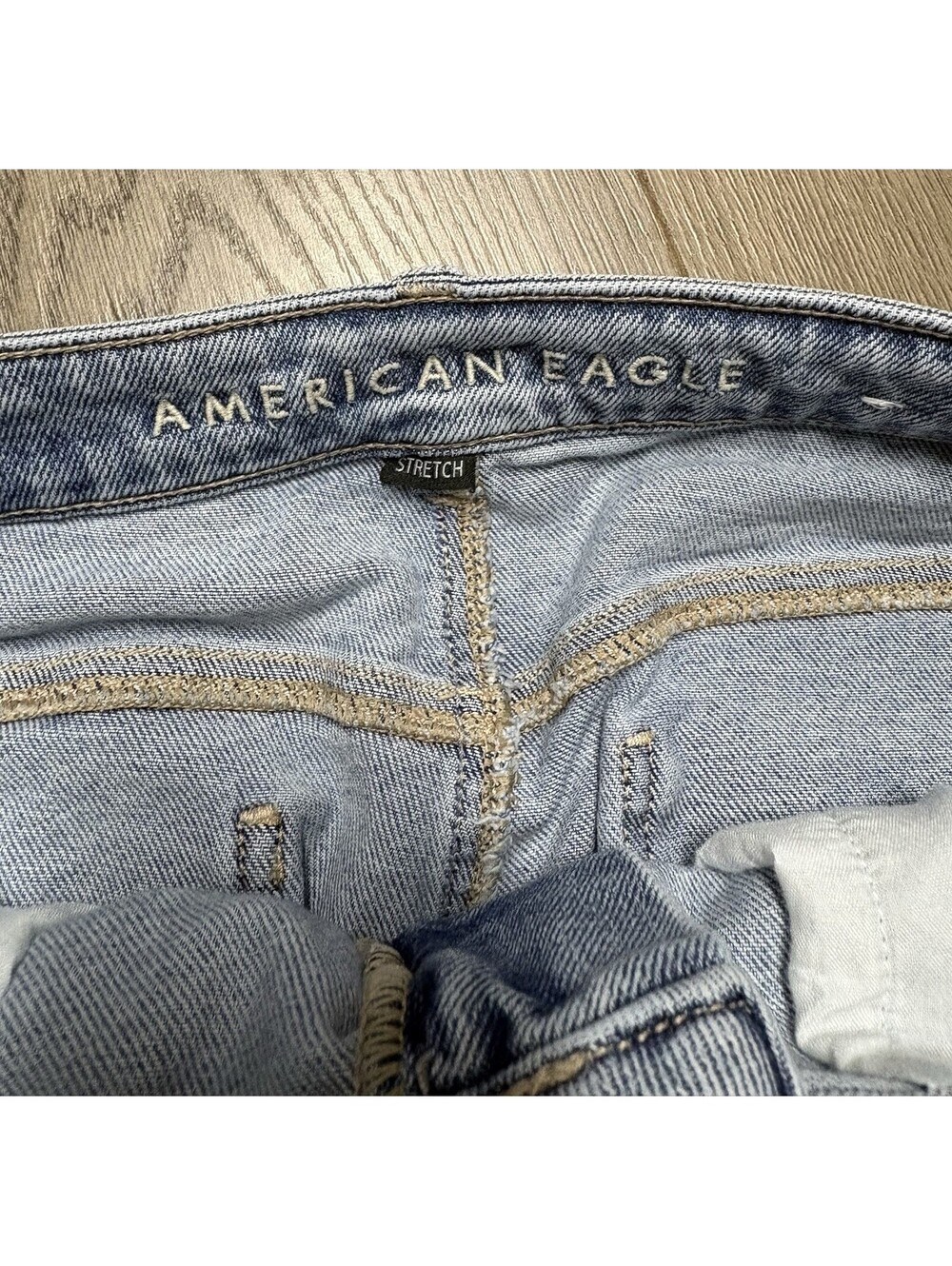 AE American Eagle Women's Mom Straight Jeans Stretch Size 14 Regular - Picture 7 of 10